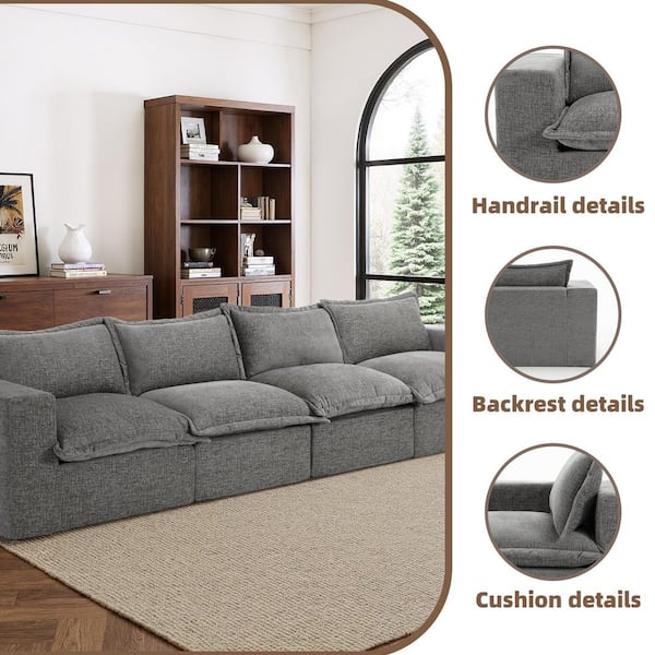 Have a question about Uixe 147.9 in. Square Arm 4-piece Chenille