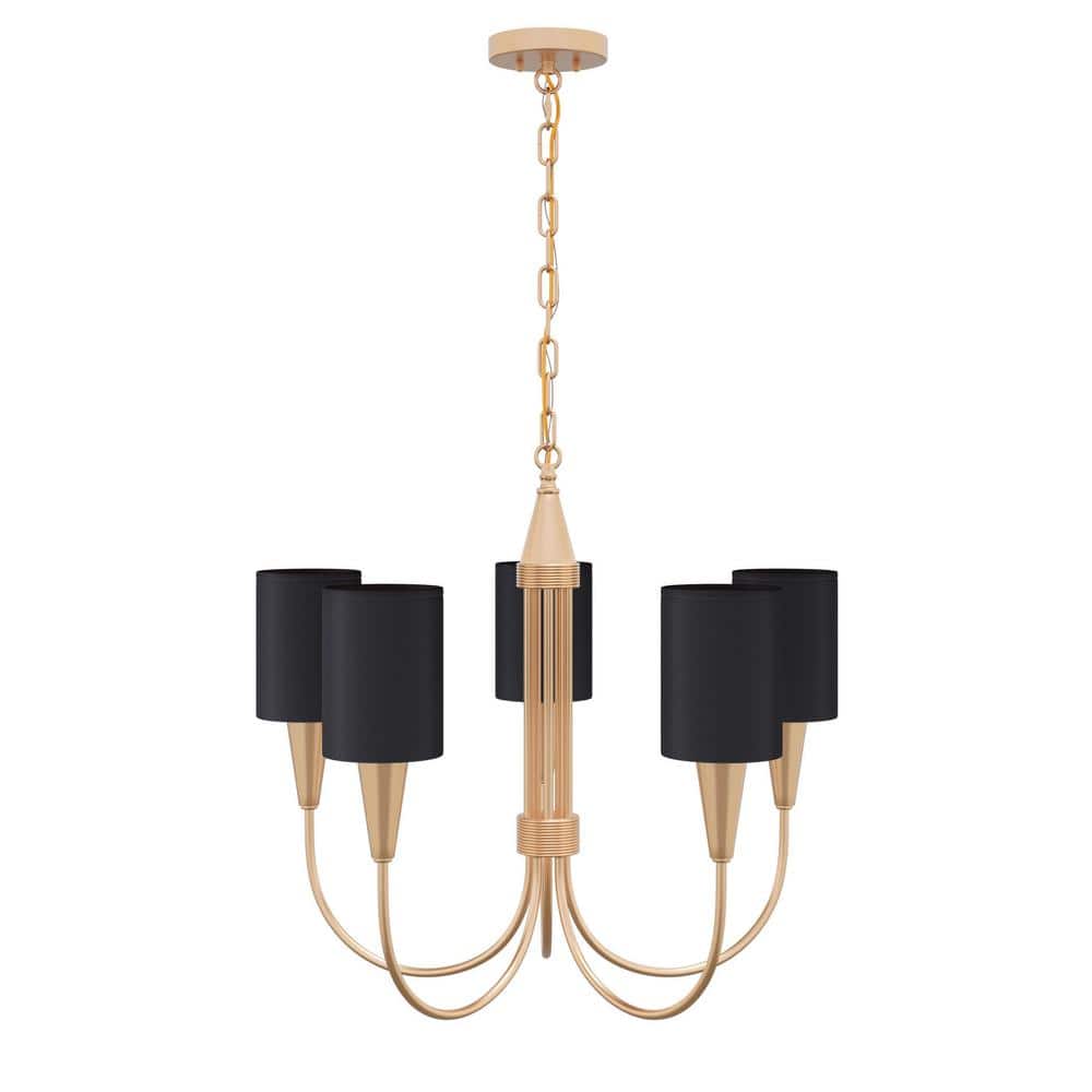 Modern 24.4 in. 5-Light Black Chandelier Farmhouse Linear Island Hanging Li