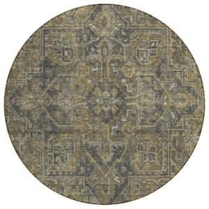 Chantille ACN571 Chocolate 8 ft. x 8 ft. Round Machine Washable Indoor/Outdoor Geometric Area Rug