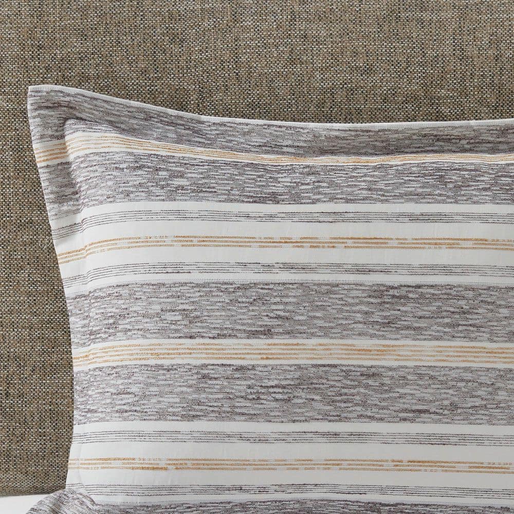 Ivory and Charcoal Cotton Jacquard Full Duvet Set