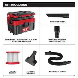 M18 FUEL PACKOUT Cordless 2.5 Gal Wet/Dry Vacuum w/AIR-TIP 1-1/4 in. - 2-1/2 in. (1-Piece) Claw Brush