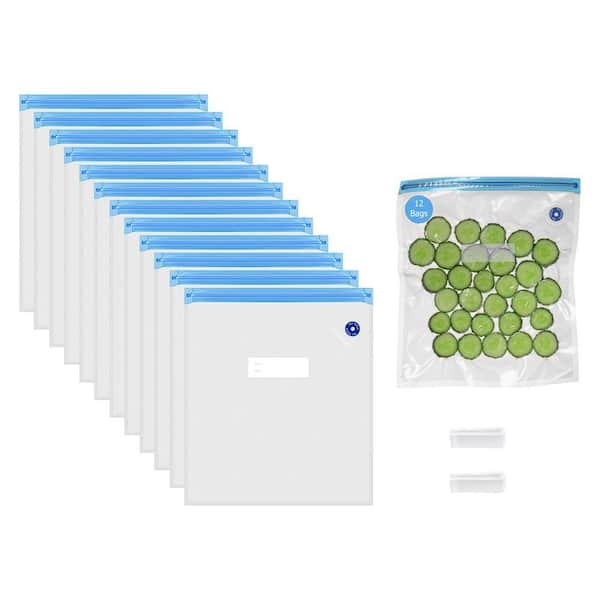 12" x 13" Set of 12 Reusable Airtight and Resealable Food Storage Bags, Compatible with Most Vacuum Sealers
