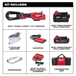 M18 18V 15-Ton Lithium-Ion Cordless FORCE LOGIC Utility Crimper with 2-Batteries, Charger Tool Bag