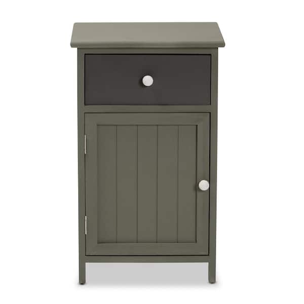Baxton Studio Barend Grey and Charcoal Storage Cabinet with 1-Drawer