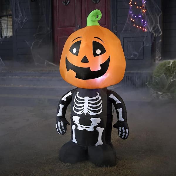 3.5 ft. Halloween Classics LED Skeleton Pumpkin
