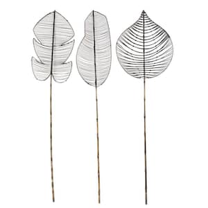 Tall Palm Leaf Woven Stick Natural Foliage with Varying Shapes (Set of 3)