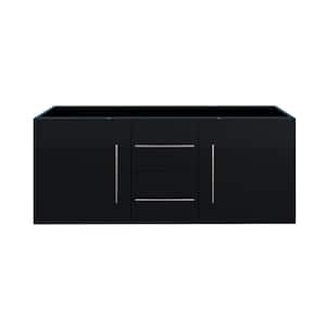 Napa 60 in. W x 18 in. D x 21 in. H Double Sink Bath Vanity Cabinet without Top in Glossy Black, Wall Mounted