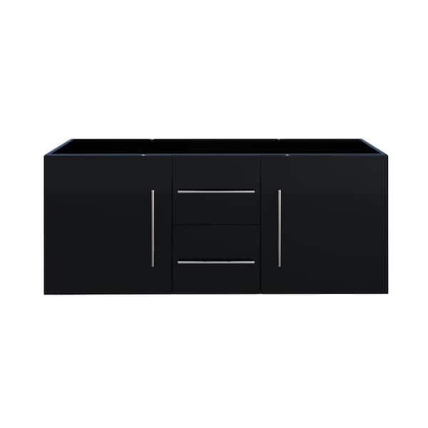 Napa 72 in. W x 22 in. D x 20.58 in. H Double Sink Bath Vanity Cabinet without Top Wall Mounted in Glossy Black