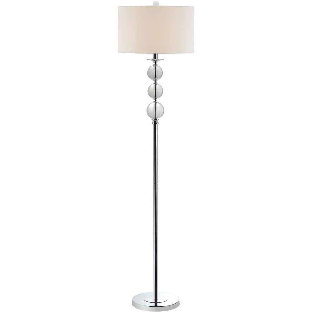 Silver Arc Crystal Globe 61" Floor Lamp with White Cotton Shade
