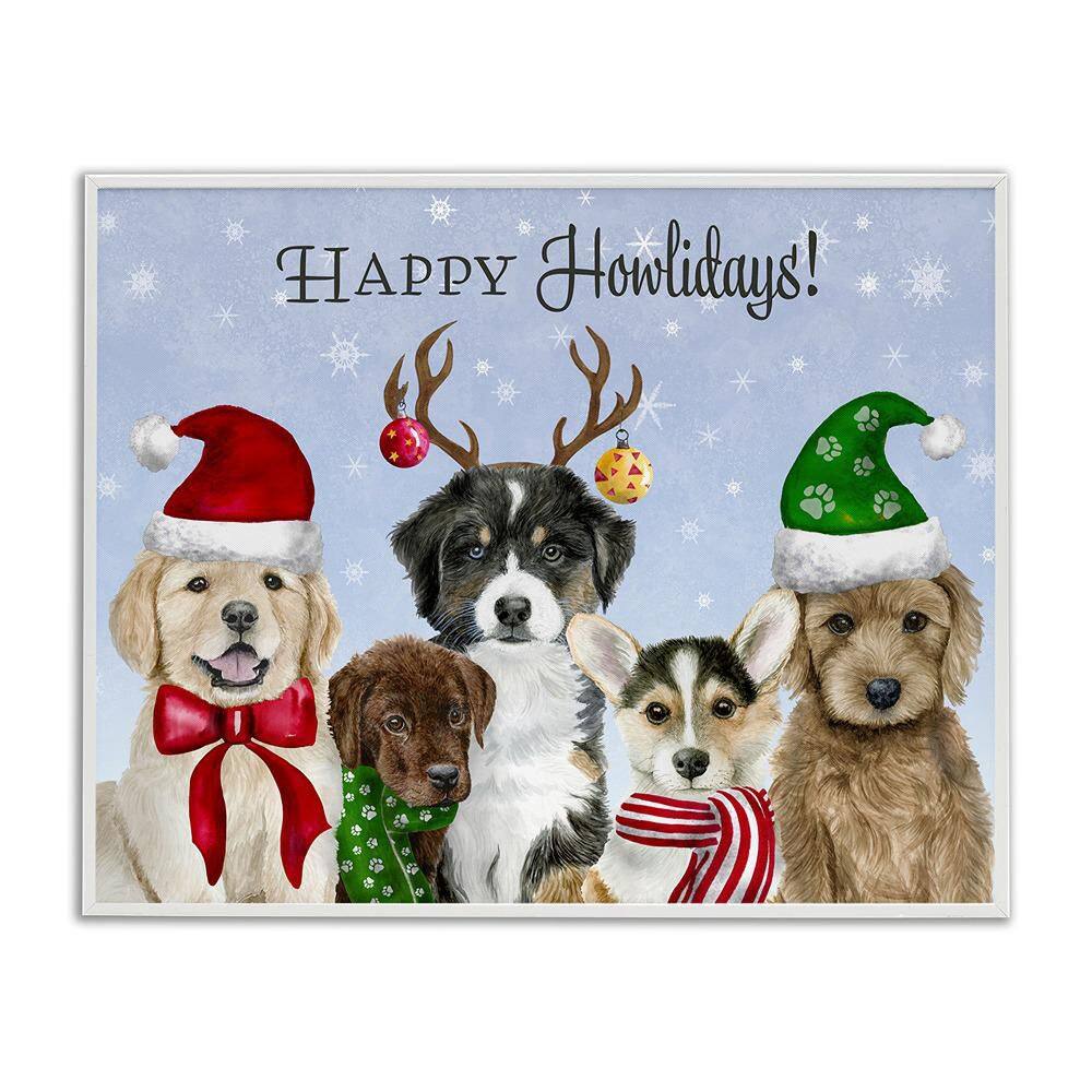 Happy Howlidays Seasonal Puppies by Brett Blumenthal 1 Piece White Framed Giclee Animal Art Print 11 in. x 14 in. price history on PriceWatchPro