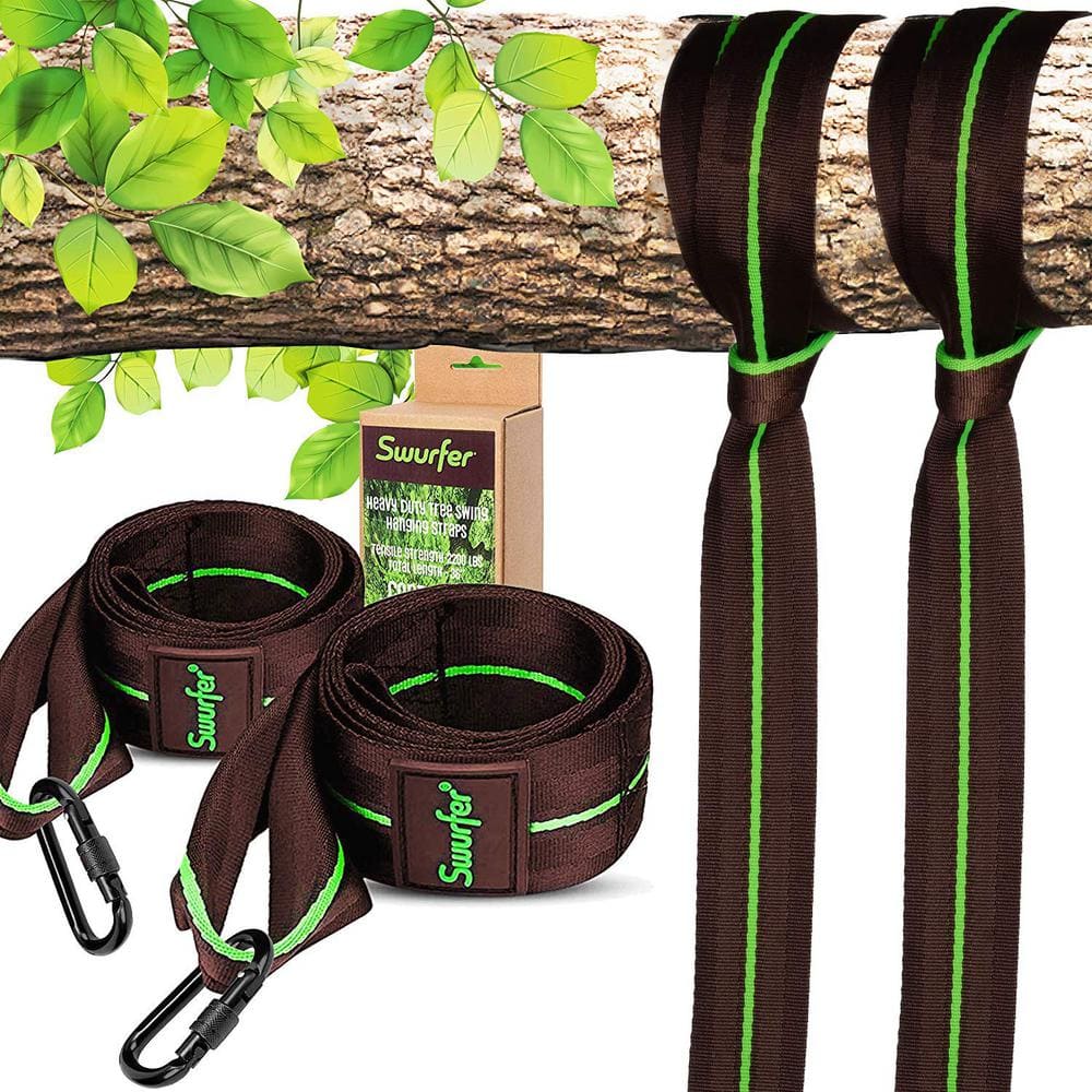 Hammocks Set of 2 MIMIEYES Tree Swing Hanging Straps Holds 2200 lbs,Extra Long Straps Strap with Safer Lock Snap Carabiner Hooks Perfect for Tree Swing Carry Pouch Easy Fast Installation