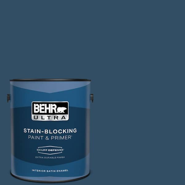 BEHR ULTRA 1 gal. #ECC-53-3 Outer Space Extra Durable Satin Enamel Interior Paint & Primer