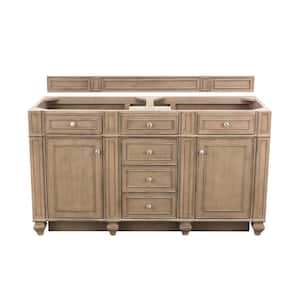 Bristol 60 in. W Bathroom Double Vanity Cabinet Only in Whitewashed Walnut