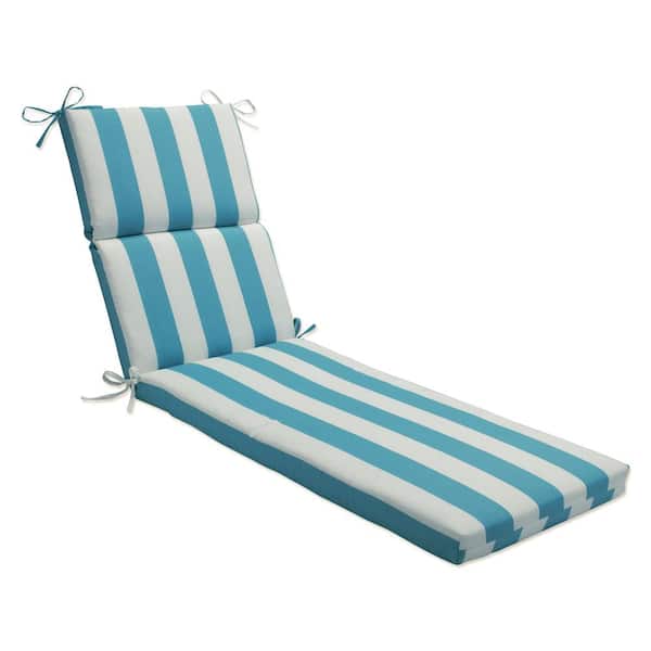 Pillow Perfect Striped 21 x 28.5 Outdoor Chaise Lounge Cushion in Blue/White Cabana Stripe