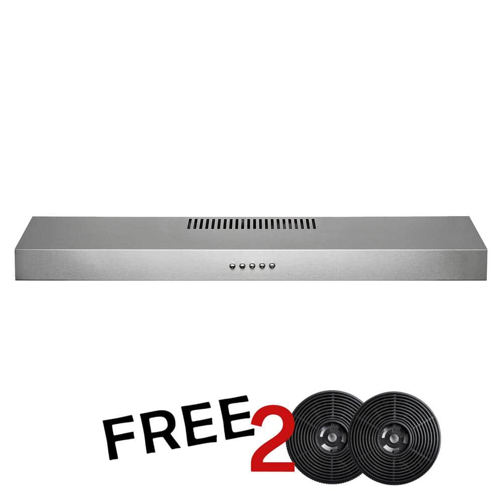 30-Inch Convertible Stainless Steel Under Cabinet Range Hood with Charcoal Filters