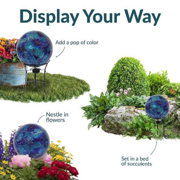 Sunnydaze Deep Ocean Swirl Crackled Glass Gazing Globe-10 in. ZIB