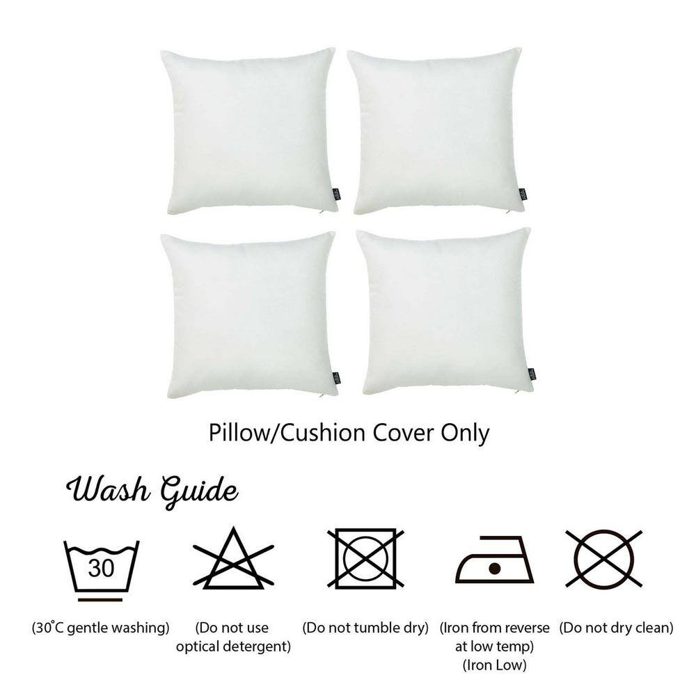 White Polyester Euro Square Pillow Cover Set of 4