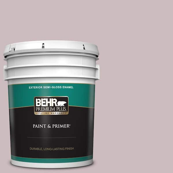 BEHR PREMIUM PLUS 5 gal. #100E-3 Pastel Violet Semi-Gloss Enamel Exterior Paint & Primer