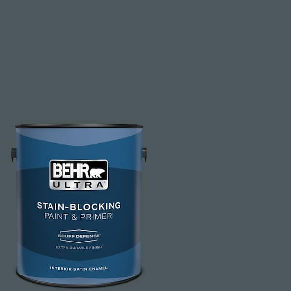 BEHR ULTRA 1 gal. #N470-7 Submarine Gray Extra Durable Satin Enamel Interior Paint & Primer