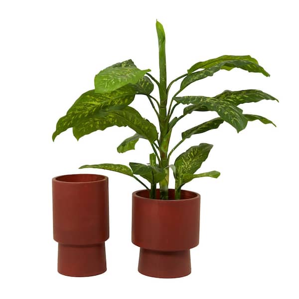 Litton Lane 17 in., and 14 in. Medium Red Magnesium Oxide Planter (2- Pack)