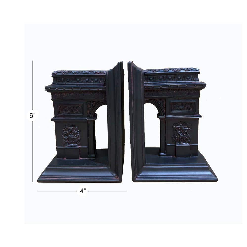 Rustic Art Deco Arc de Triomphe Ceramic Bookends Set