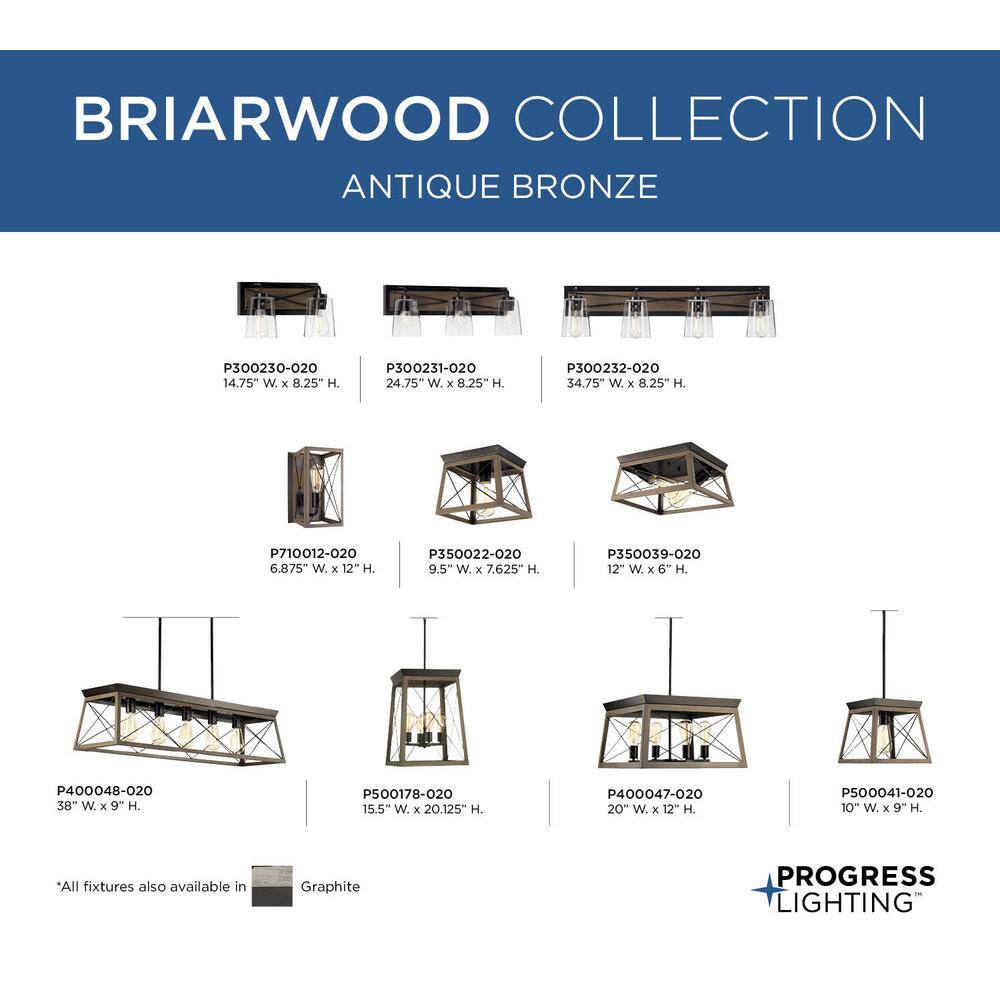 Briarwood Antique Bronze 4-Light Bath Vanity with Clear Glass Shades