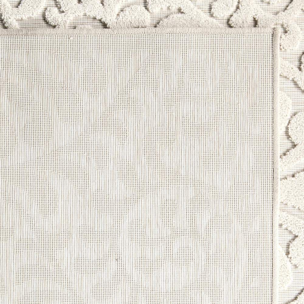 Natural Ivory Floral High-Low Indoor/Outdoor Area Rug