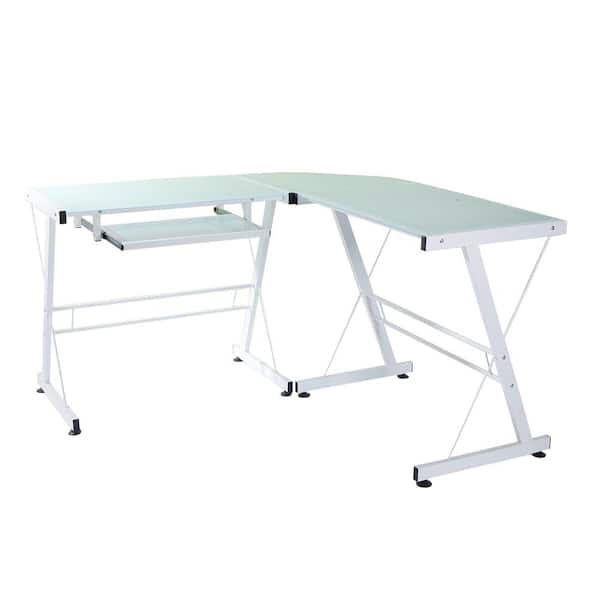 Outopee 50 in. W White L-Shaped Durable Stalinite Computer Desk