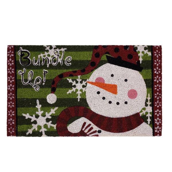 Home Accents Holiday Bundle Up Snowman 17 in. x 29 in. Coir and Vinyl Holiday Mat