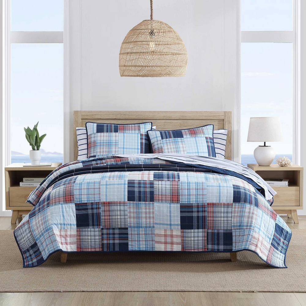 Stony Point Blue Plaid Cotton King Shams