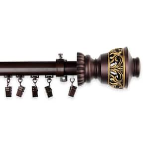 110 in. - 156 in. Telescoping Traverse Curtain Rod Kit in Cocoa with Lattice Finial