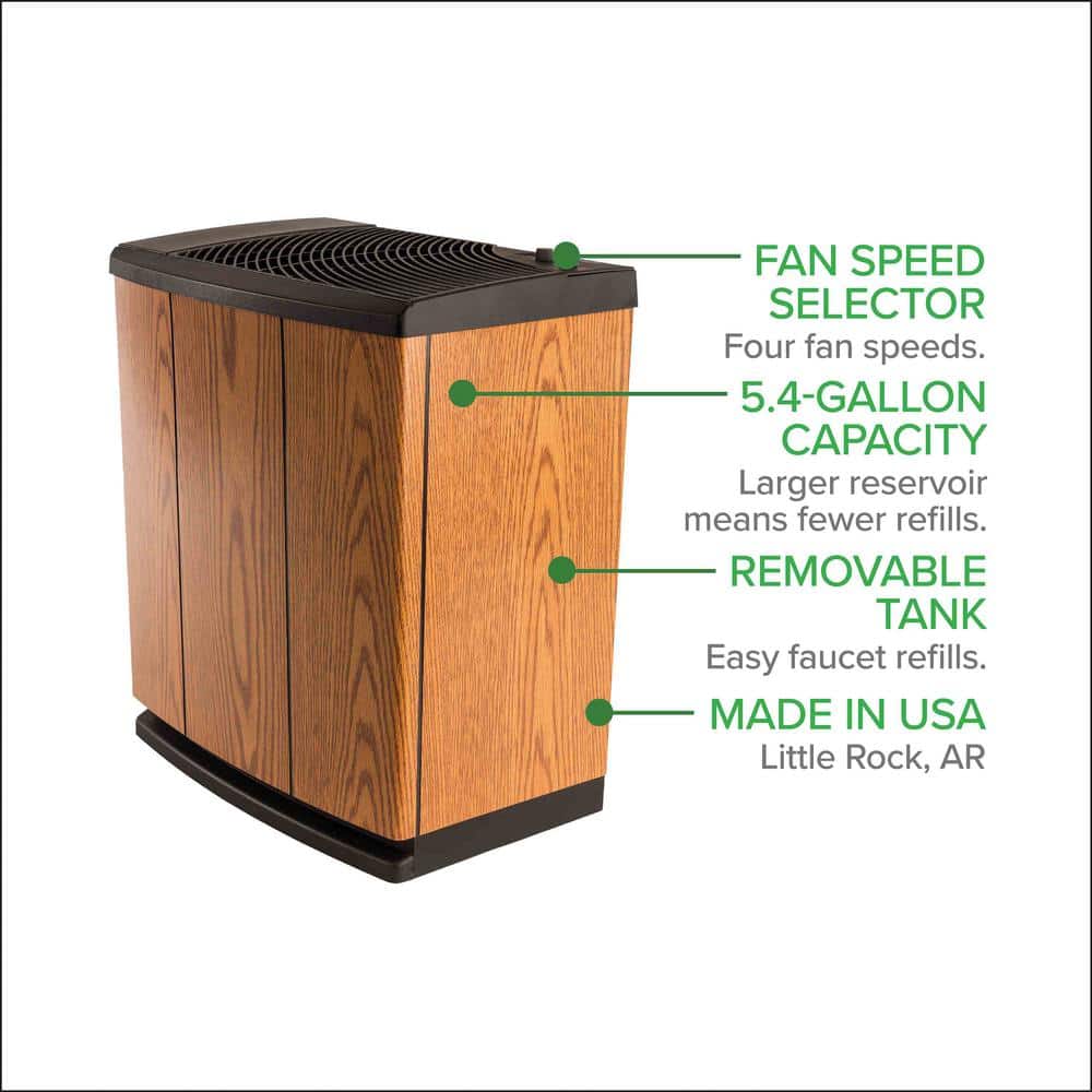 Light Oak and Black Whole-House Evaporative Humidifier with Automatic Shutoff