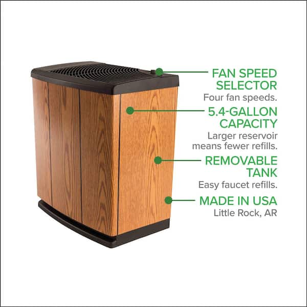 ALLIANCE 5.4-Gal. Cool Mist Evaporative Whole House Humidifier for 3,700 sq. ft., Light Oak