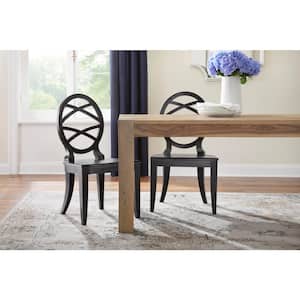Ebony Wood Dining Chair with Oval Back (Set of 2) (20.24 in. W x 36.87 in. H)