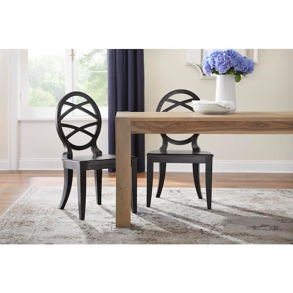 Home Decorators Collection Ebony Wood Dining Chair with Oval Back (Set of 2) (20.24 in. W x 36.87 in. H)