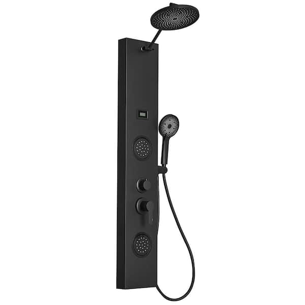 HOMEMYSTIQUE Dual 3-in-1 2-Jet Rainfall Shower Panel System with Rainfall Shower Head and Shower Wand in Stainless Steel