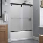 Everly 60 in. x 59-1/4 in. Mod Semi-Frameless Sliding Bathtub Door in Matte Black and 1/4 in. (6mm) Frosted Glass