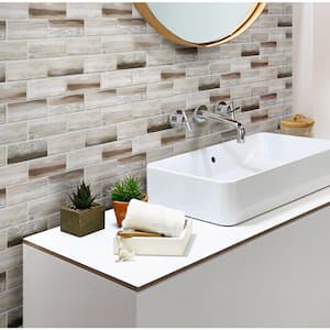 Beige White 11.5 in. x 11.5 in. Matte Finished Subway Recycled Glass Mosaic Tile (9.18 sq. ft./Case)