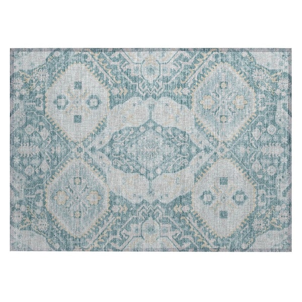 Chantille Machine Washable Indoor/Outdoor Abstract ACN3103 Teal 3 ft. x 4 ft. Area Rug