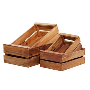 Brown Mahogany Farmhouse Storage Basket (Set of4)