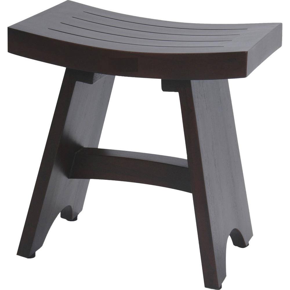 HomeRoots Caroline Compact Contemporary Teak Shower Stool in Brown ...