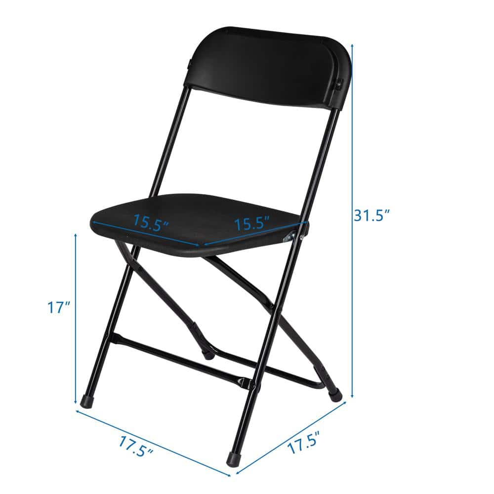 Black Metal Frame Plastic Folding Utility Chairs, Set of 6
