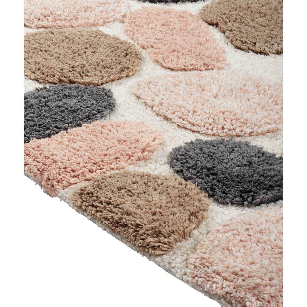 Pebble Pattern Pink and Gray Cotton Bath Mat Set