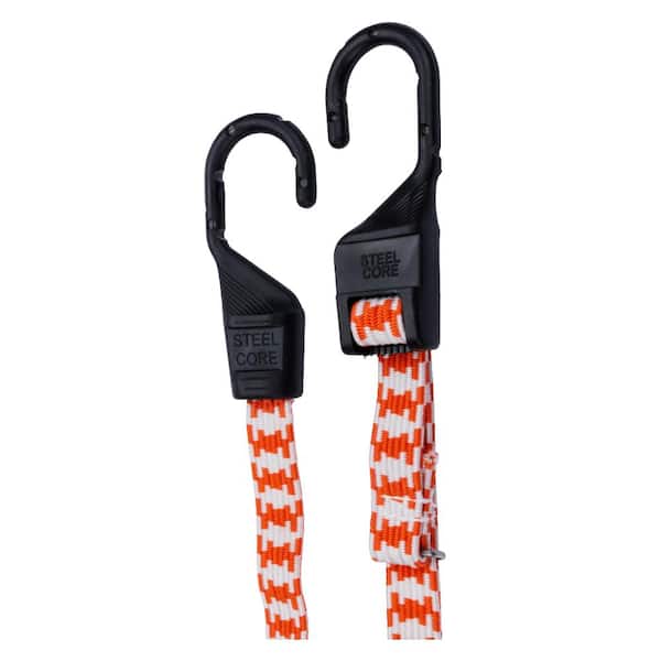 Handy Hardware 3 Pack Flat Bungee Cord 75cm with Carabiner Hooks