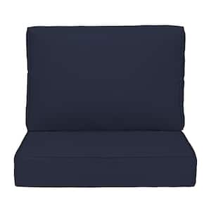 Outdoor Chair Cushions 2-Piece 22x24+18x23In.Deep Seat and Backrest Cushion Set for Patio Furniture in Dark Blue