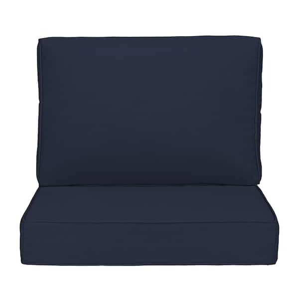Uixe Outdoor Chair Cushions 2-Piece 22x24+18x23In.Deep Seat and Backrest Cushion Set for Patio Furniture in Dark Blue