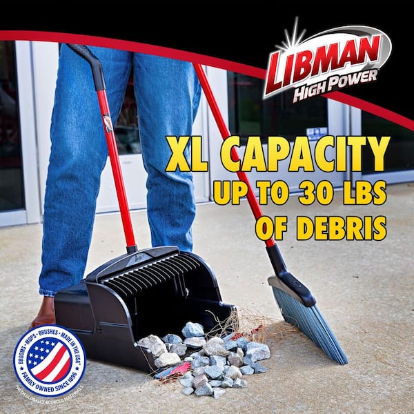 16 in. High Power Large Scoop Upright Dustpan with Steel Handle