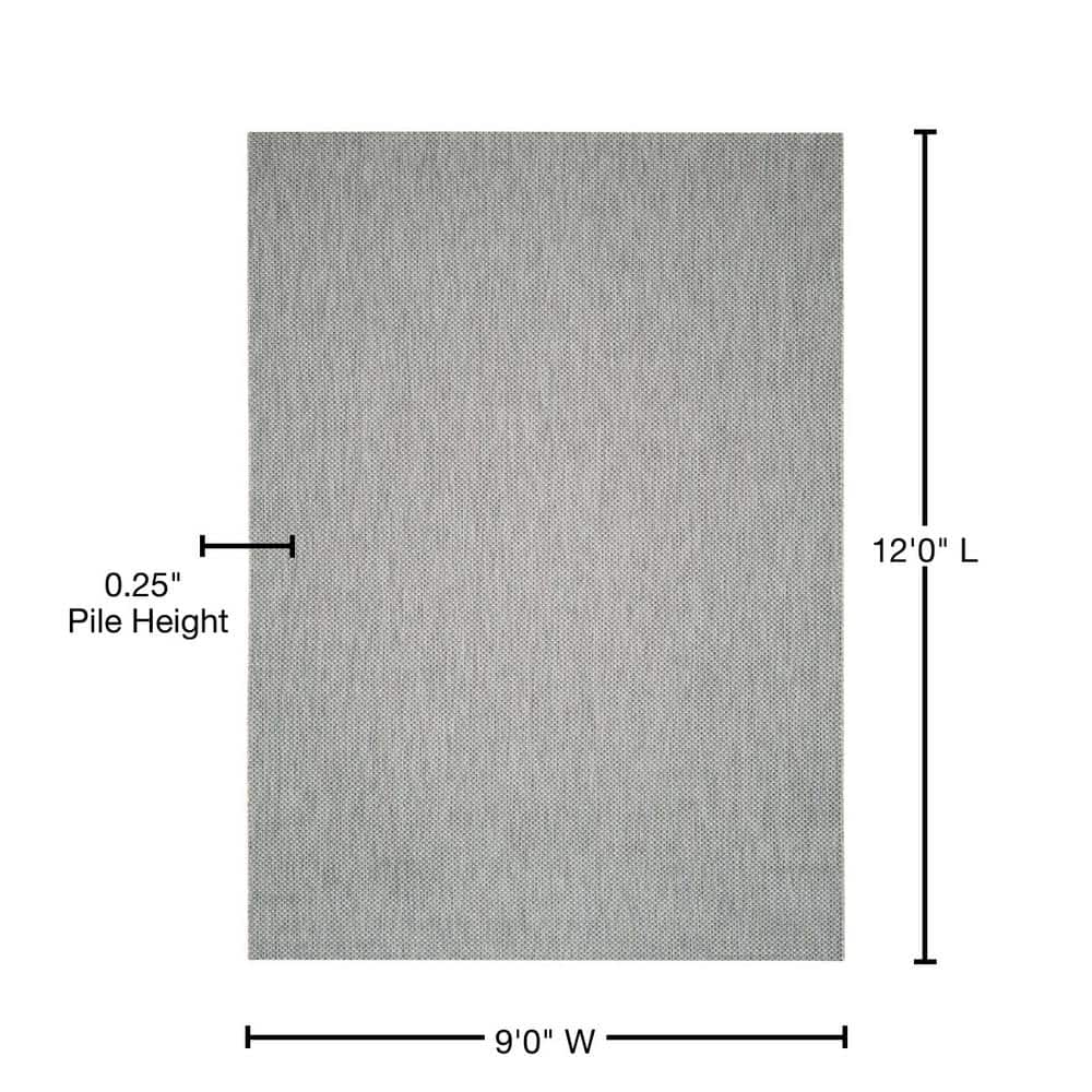 Gray Synthetic Flat Woven Reversible Outdoor Area Rug, 9' x 12'
