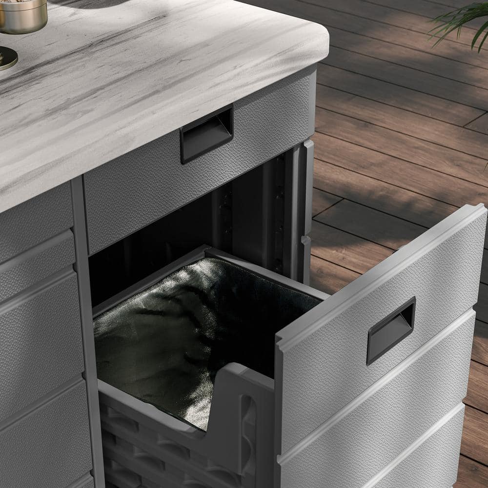 Gray Plastic Outdoor Bar with Marblecast Countertop