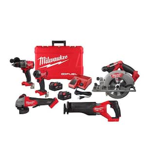 M18 FUEL 18-Volt Lithium Ion Brushless Cordless Combo Kit 4-Tool with 4-1/2 in./5 in. Grinder